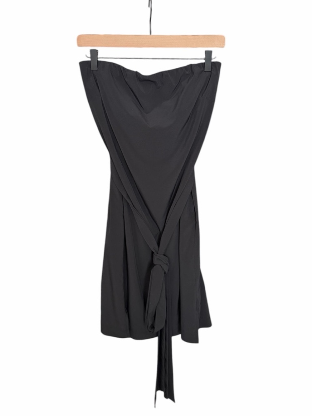 Athleta Go Anywhere black strapless dress size 10 athletic casual stretch LBD
